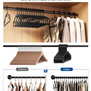 GETORO Plastic Hangers 100 Pack, Non Slip Space Saving Clothes Hanger with Hooks, Heavy Duty Black Hangers for Closet