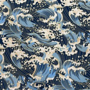 Cotton Fabric by The Yard, 0.55 Yard 58 Inch Wide Precut, 100% Cotton, Bronzing Design Floral Print Fabrics for Sewing Quilting Crafting (08- Design, Blue)