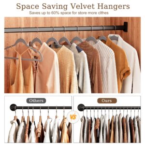 GETORO Velvet Hangers 30 Pack, Non Slip Space Saving Clothes Hangers with Metal Hooks, Black Felt Hangers, Heavy Duty Flocked Hanger