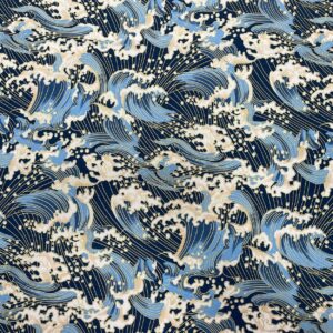 Cotton Fabric by The Yard, 0.55 Yard 58 Inch Wide Precut, 100% Cotton, Bronzing Design Floral Print Fabrics for Sewing Quilting Crafting (08- Design, Blue)