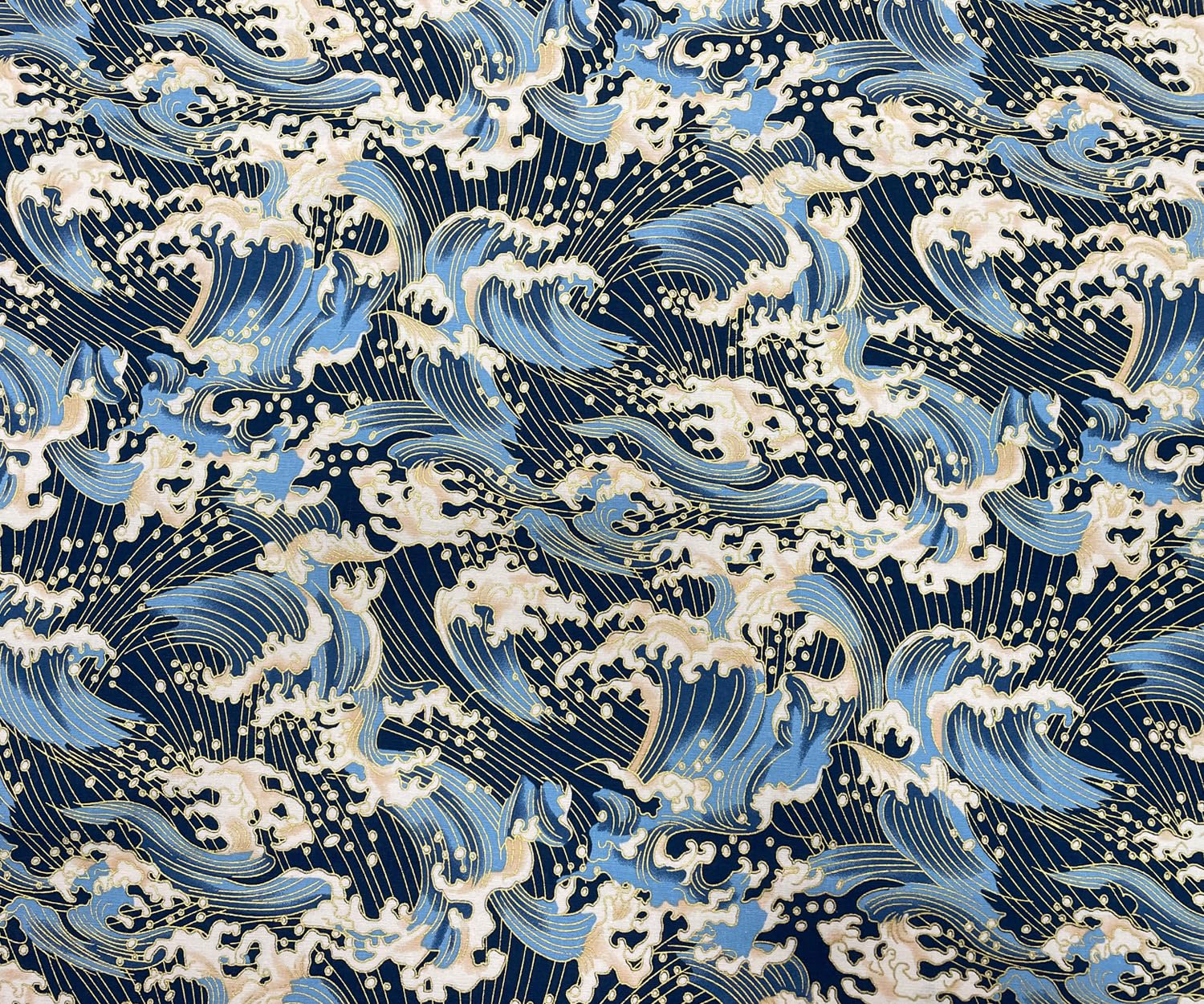 Cotton Fabric by The Yard, 0.55 Yard 58 Inch Wide Precut, 100% Cotton, Bronzing Design Floral Print Fabrics for Sewing Quilting Crafting (08- Design, Blue)