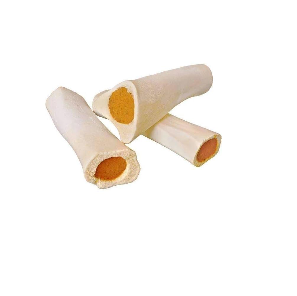 MPP Stuffed Cheese 6 Inch Shin Dog Bones Refillable Dental Chew Delicious and Nutritious (3 Bones)