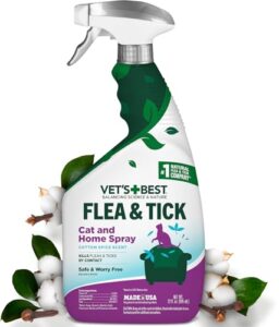 vet’s best flea & tick home spray for cats – cotton spice scent cat flea & tick aid – made in the usa – flea & tick gentle mist for cats – 32 oz