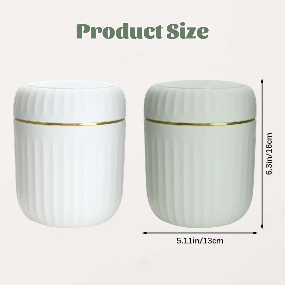 HOSTK 2 Pcs Mini Desktop Trash Can with 5 Rolls of Trash Bags, Waste Can with Press Type Lid, Tiny Countertop Garbage Bin for Bathroom Kitchen Office Home Desk Bedroom Vanity Tabletop