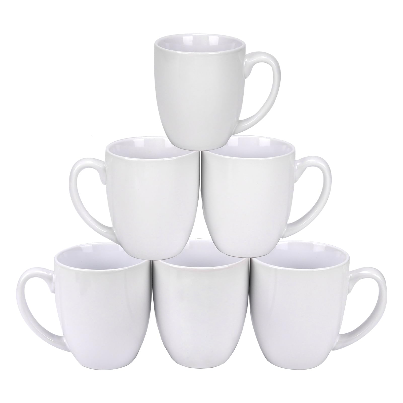 Schliersee 17 OZ White Coffee Mugs Set of 6, Large Ceramic Coffee Cups with Handle for Latte, Hot Tea, Coffee, Cappuccino, Cocoa, Milk, Water, espresso Porcelain Mug Cups, Microwave Safe