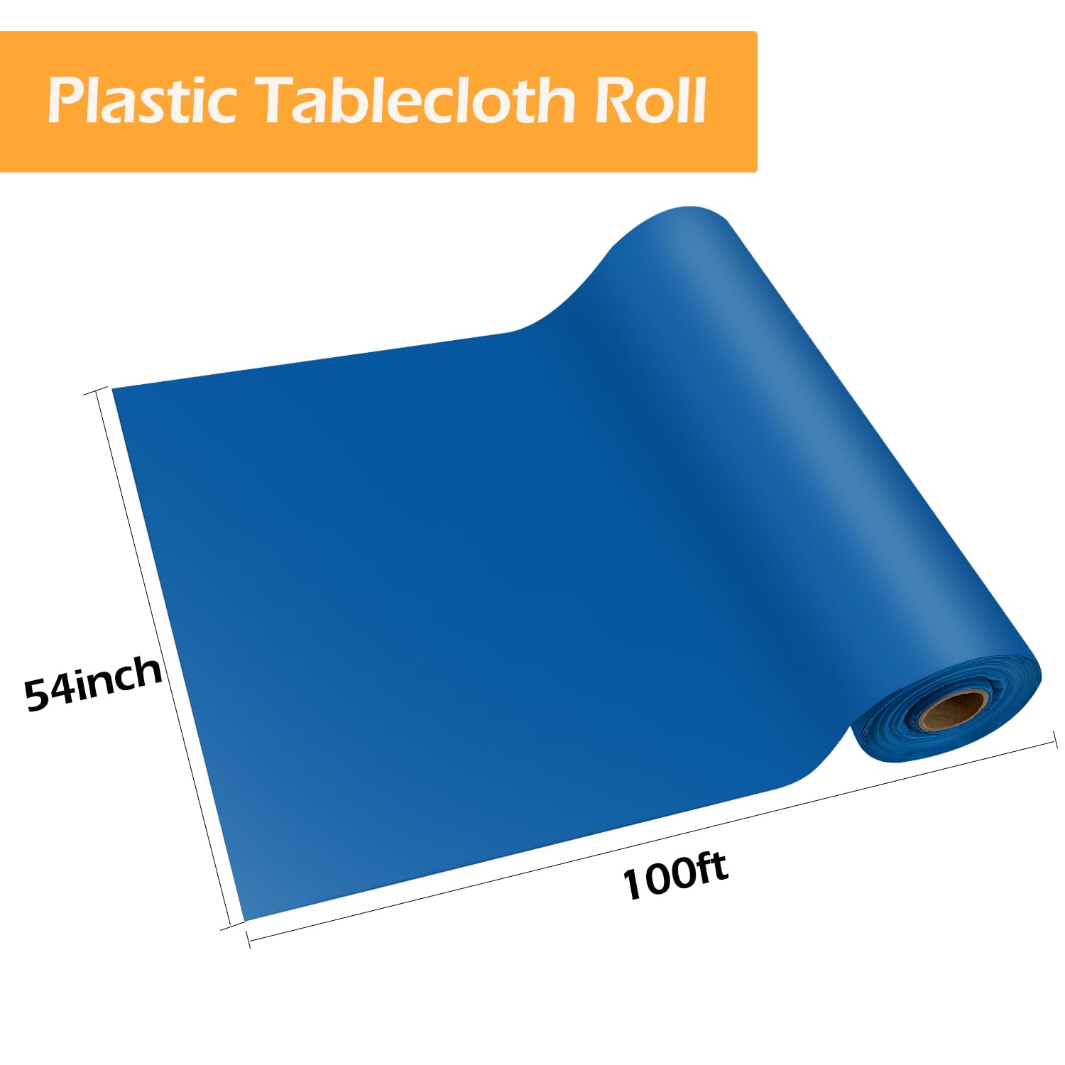 YSYJ Plastic Table Cover Roll Blue Disposable Table Cloth 54 in x 100 Ft, Plastic Table Cloths with Slide Cutter, Plastic Table Cover for Parties