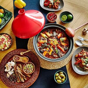 Moroccan tagine Pot Small tagine Bowl Round Ceramic Casserole Clay Pot with lid Heat-Resistant hot Pot earthen Pot Multifunctional cookware for stew Soup A 16 23 cm