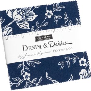 Denim & Daisies Charm Pack by Joanna Figueroa; 42-5" Precut Fabric Quilt Squares