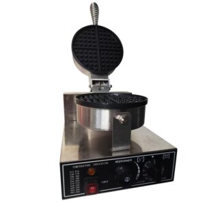 Commercial Waffle Maker, 1300w Round Waffle Baker Machine, Non-Stick Stainless Steel Belgian Waffle Iron with Temperature and Time Control, for Restaurant Bakery Snack Bar Family