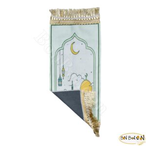 Egyptian Prayer Rug Muslim Carpet Mat Islamic Childrens Salat Small Kids Janamaz Sajda Rugs Sajadah Namaz Child Toddler Mosque Mini Praying Musallah Salah Gebetsteppich Masged Ramadan (Light Green)