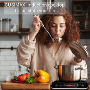 CUSIMAX Induction Cooktop,1800W Portable Induction Burner with Sensor Touch,Kids Safety Lock,10 Temperature and 9 Power Setting induction hot plate with Timer