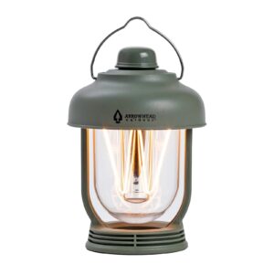 arrowhead outdoor 6-inch led camping lantern, 4 lighting modes, usb-c charging, ip6x, max. 280 lumens, carabiner included, army green