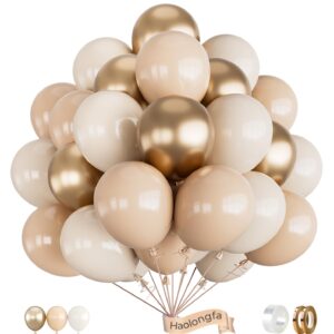 White Sand Gold Balloons,12 Inch 60pcs Beige Nude Balloons with Gold Latex Balloons,Nude Beige Cream Neutral Balloons for Graduation Birthday Boho Baby Shower Mother's Day Wedding