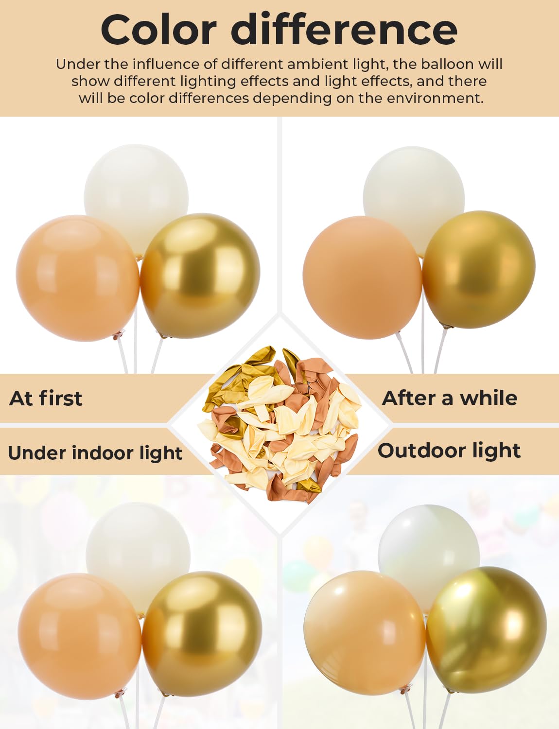 White Sand Gold Balloons,12 Inch 60pcs Beige Nude Balloons with Gold Latex Balloons,Nude Beige Cream Neutral Balloons for Graduation Birthday Boho Baby Shower Mother's Day Wedding