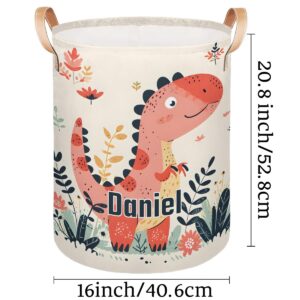 Custom Laundry Hamper Toy Organization Basket with Name Foldable Clothes Storage Basket for Boys and Girls Dinosaur