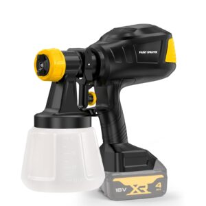 cordless paint sprayer compatible with dewalt 20v max battery, handheld hvlp paint sprayer with 1200ml container, electric paint sprayer for painting ceiling, fence, cabinets, walls (no battery)