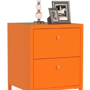 Aiasuit Night Stand Orange Nightstand Drawer End Tables Dresser for Bedroom, Bed Side Table Drawer Tea Table 2 Tiers Locker Coffee Table Metal Size: 23.62" H x 15.75" W x 14.17" D