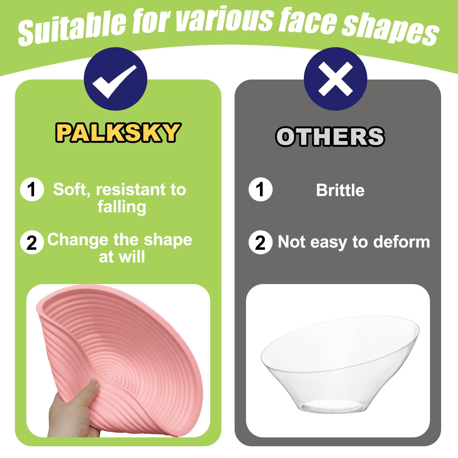 Palksky Large Bowl for Face Ice Bath, Foldable Ice Bath Bowl, Silicone Bowl for Dipping face ice Bath, Ice Bath at Home