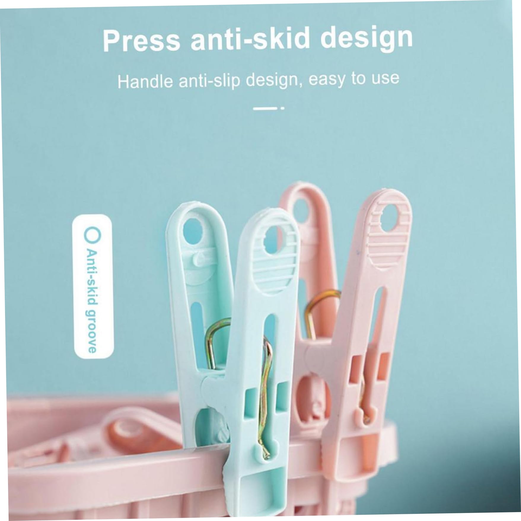 Coat Hangers Pegs for Washing Line 31Psc Non Slip Windproof PP Material Pegs with Basket Multifunctional Fastening Waterproof Laundry Pegs with Durable Spring