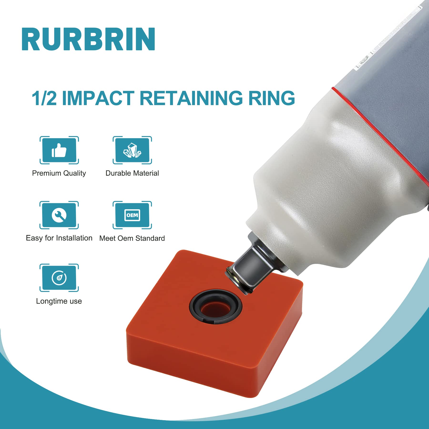 RURBRIN 20 Sets 1/2" Impact Wrench Retaining Rings with O-Ring, Compatible with Electric/Pneumatic Wrench, Including Retainer Ring Anvil Install Tool