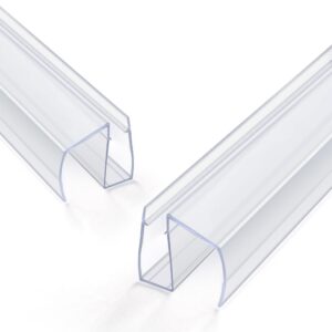 bathroom shower glass door bottom seal strip, 2pcs 36 inch long clear pvc seal strips for 3/8"(10mm) thick framless glass door panel