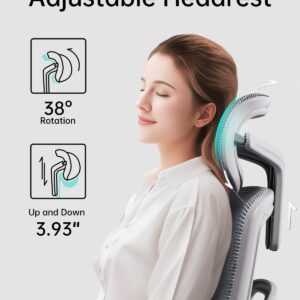 Hbada Ergonomic Office Chair with 3D Adjustable Armrests, Adjustable Lumbar Support High Back for Computer Chair, Big and Tall Mesh Office Chair, Home Office Desk Chairs White