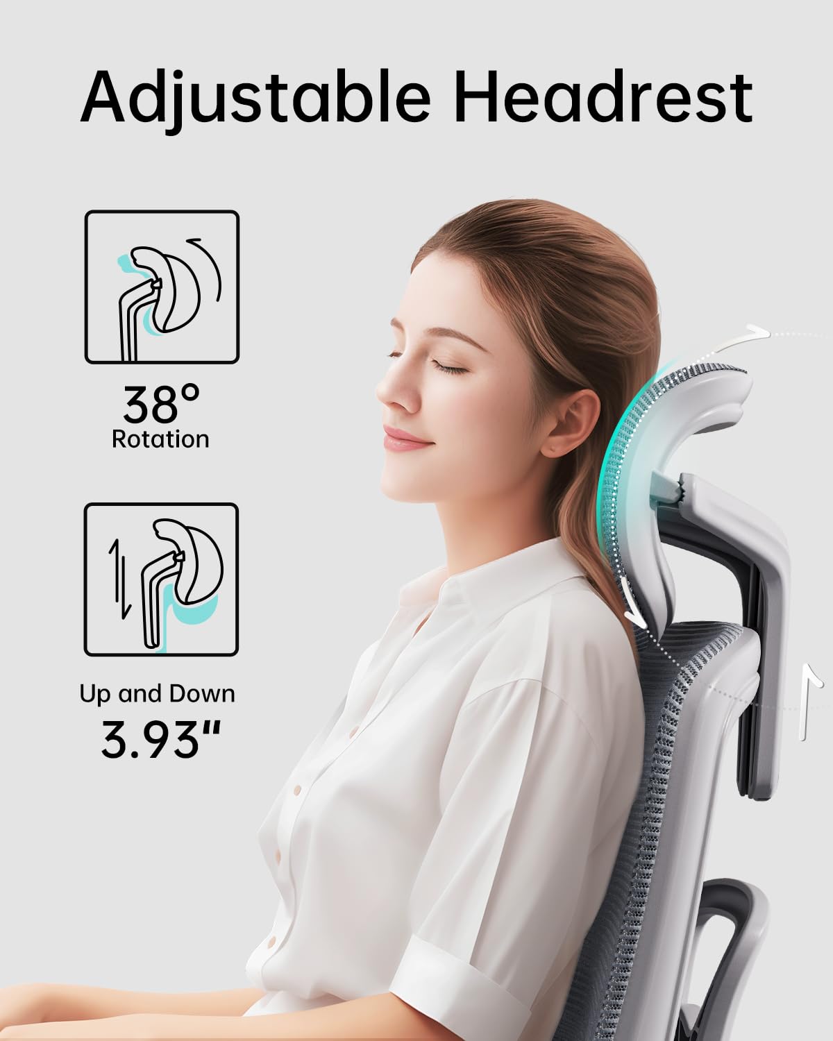 Hbada Ergonomic Office Chair with 3D Adjustable Armrests, Adjustable Lumbar Support High Back for Computer Chair, Big and Tall Mesh Office Chair, Home Office Desk Chairs White