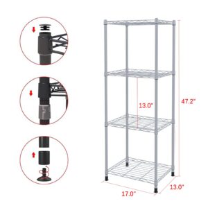 ZHAZHADI 4 Tier Fixed Layer Spacing Storage Shelf Metal Storage Rack Wire Shelving Unit Storage Shelves Metal 528Lbs Capacity 17" L x 13" W x 47" H for Pantry Closet Kitchen Laundry Grey