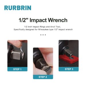 RURBRIN 20 Sets 1/2" Impact Wrench Retaining Rings with O-Ring, Compatible with Electric/Pneumatic Wrench, Including Retainer Ring Anvil Install Tool