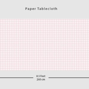 Coterie Light Pink Gingham Paper Tablecloth | Rectangle Tablecloth/Table Cover for Thanksgiving, Bridal and Baby Shower, Tea Party, Garden Party, Birthday Party | 8.5' by 4.5' Table Cloth Rectangle