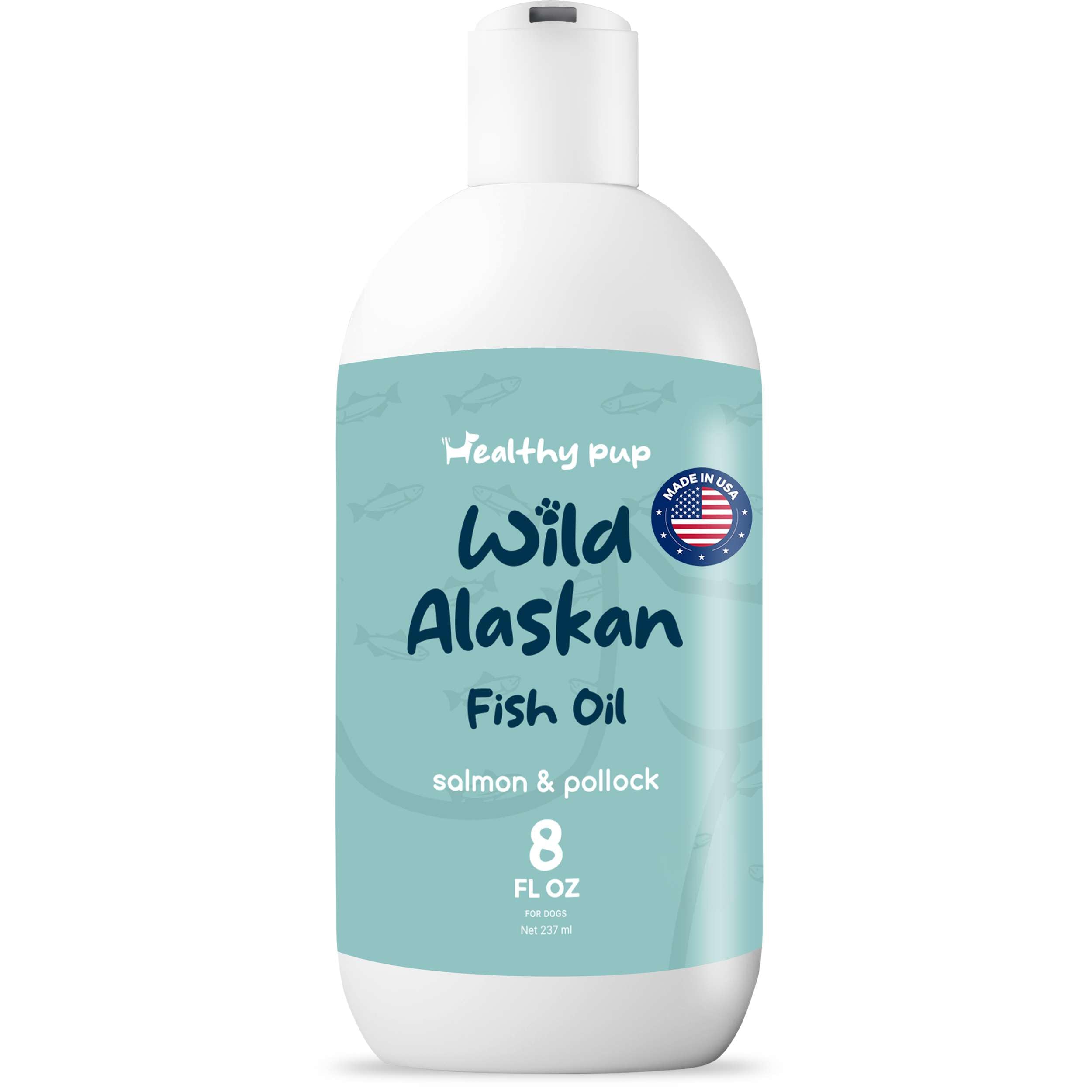 Wild Alaskan Salmon Oil for Dogs with Pollock Oil - 8 oz of Pollock and Salmon Oil, Omega 3 Fish Oil, EPA, and DHA - Dogs Skin and Coat Supplement - Made in USA