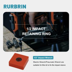 RURBRIN 20 Sets 1/2" Impact Wrench Retaining Rings with O-Ring, Compatible with Electric/Pneumatic Wrench, Including Retainer Ring Anvil Install Tool