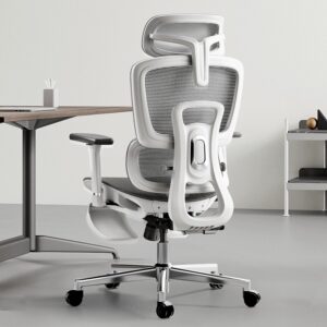 hbada ergonomic office chair with 3d adjustable armrests, adjustable lumbar support high back for computer chair, big and tall mesh office chair, home office desk chairs white