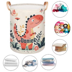 Custom Laundry Hamper Toy Organization Basket with Name Foldable Clothes Storage Basket for Boys and Girls Dinosaur