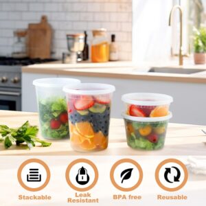 HTMZ Deli Containers with Lids 48 Sets 【8,16,32oz 16 Each】 BPA Free,Microwave Dishwasher Leakproof Freezer Safe,Takeout Soup Containers with Lids,Plastic Food Storage Containers with Lids