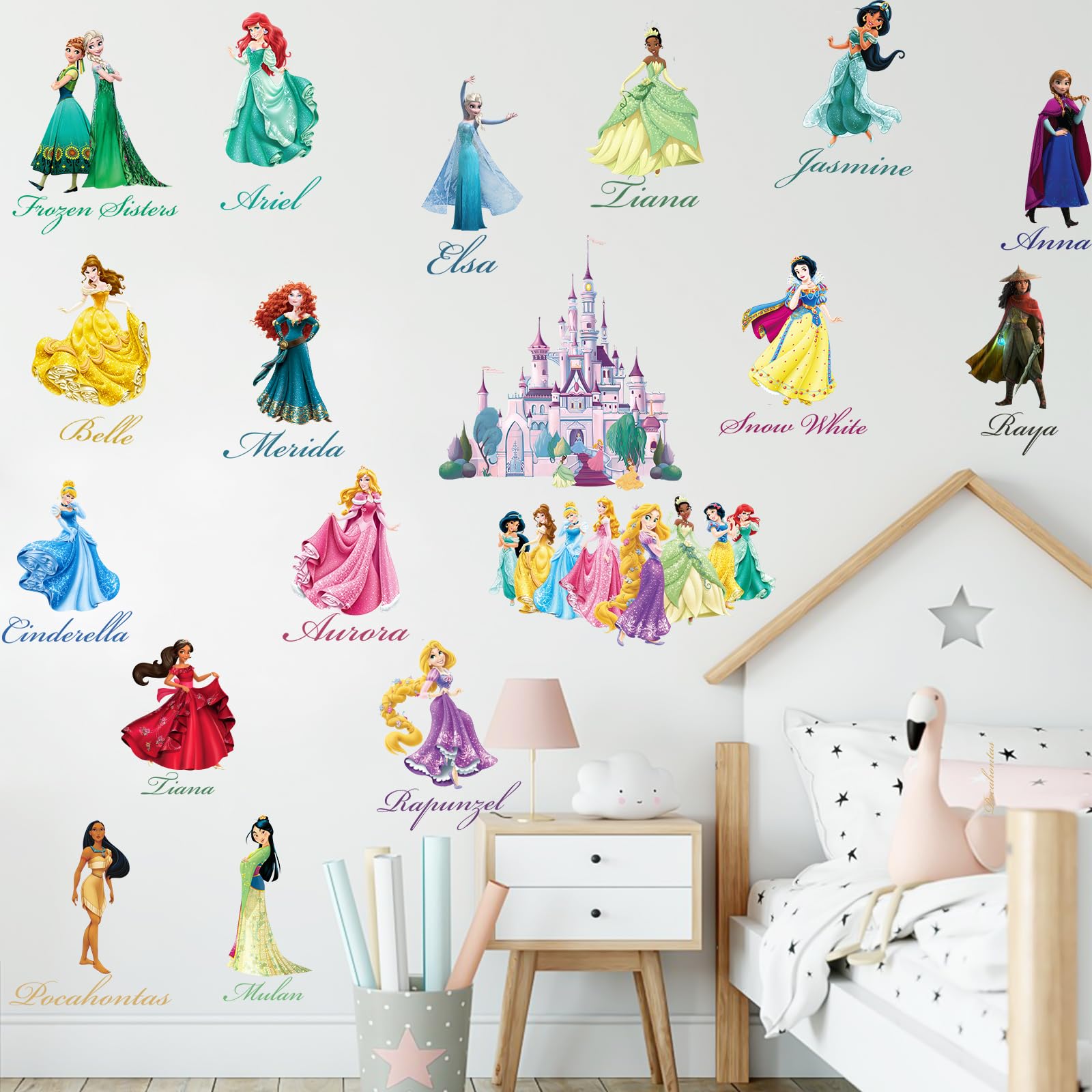 Hesogiva Princess Wall Decals for Baby Girls Boys Kids, Peel and Stick Wall Stickers Art Decor for Children's Bedroom Living Room Classroom Playroom Nursery Decoration, Style a, Hesogiva000