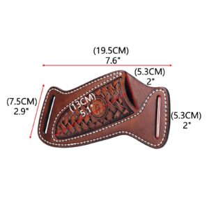 Tourbon Leather Fixed Blade Knife Sheath for Belt Knives Holder Cross Draw Right Side Carry Open Top EDC Tools Holster, Brown