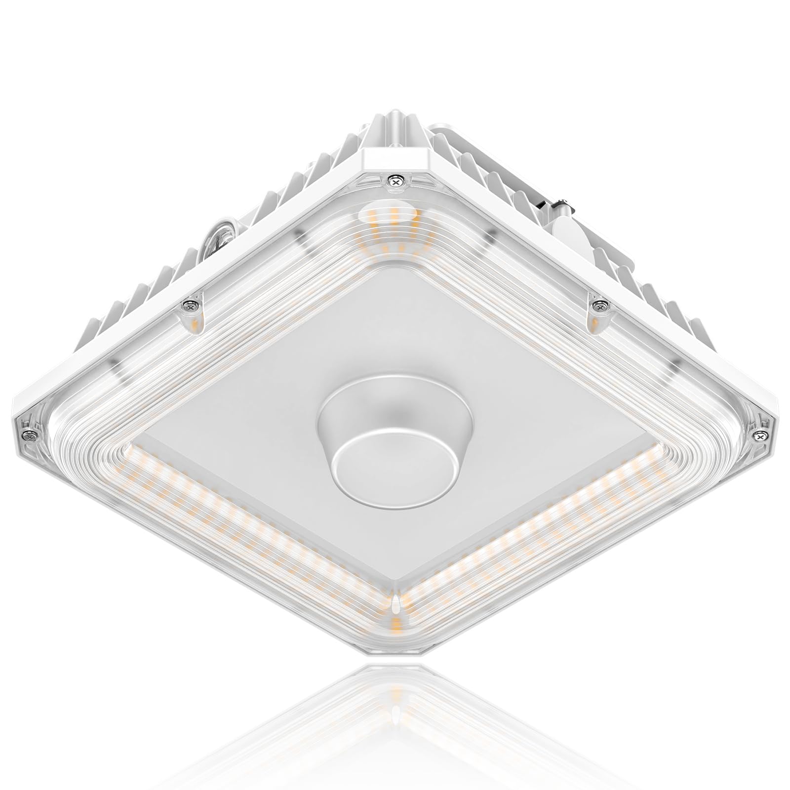 ORRGENA LED Canopy Lights 100W/80W/60W Adjustable, 5000K/4000K/3000K Adjustable, UL&DLC Listed Square Canopy Lights 10" x 10, IP65 Waterproof Canopy Light AC100-277V for Gas Station