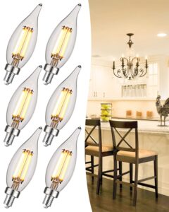 omed e12 led candelabra bulb 100 watt equivalent, 2700k soft white, dimmable led chandelier light bulbs, 7w 1000 lumen clear led candle light bulbs for living room, light fixture, 6 pack