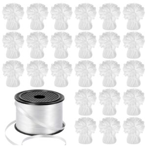 24 pcs balloon weights metallic anchor, balloon holder heavy weights with 1 roll iridescent crimped ribbon for balloons table party favor birthday decor(white)