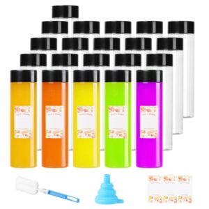 omnisafe 15pcs 12oz rectangle plastic juice bottles with caps, empty reusable clear bottles with leak-proof lid, bulk water containers for cold drinks, smoothie and beverages