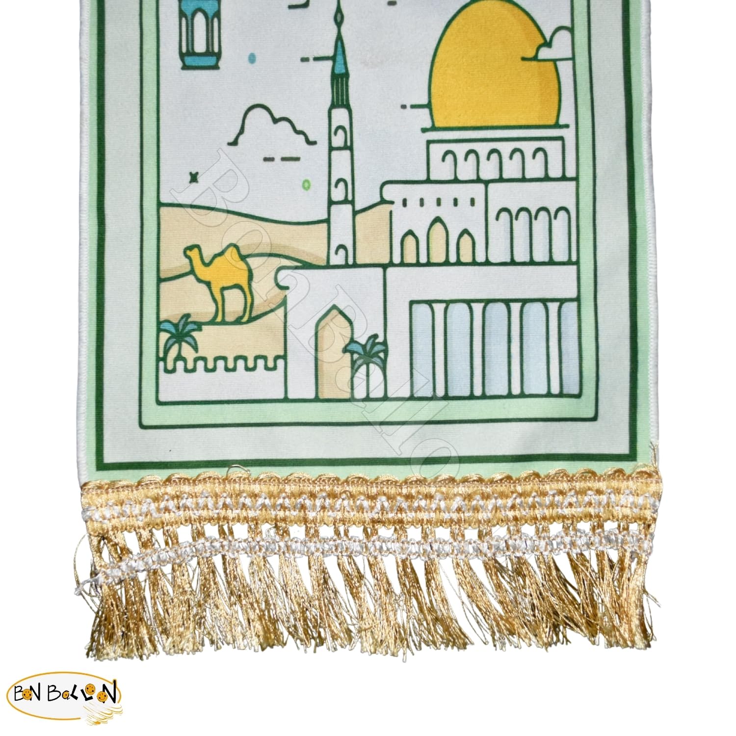 Egyptian Prayer Rug Muslim Carpet Mat Islamic Childrens Salat Small Kids Janamaz Sajda Rugs Sajadah Namaz Child Toddler Mosque Mini Praying Musallah Salah Gebetsteppich Masged Ramadan (Light Green)