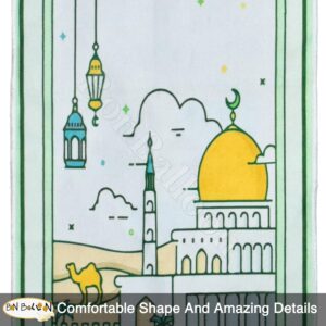 Egyptian Prayer Rug Muslim Carpet Mat Islamic Childrens Salat Small Kids Janamaz Sajda Rugs Sajadah Namaz Child Toddler Mosque Mini Praying Musallah Salah Gebetsteppich Masged Ramadan (Light Green)