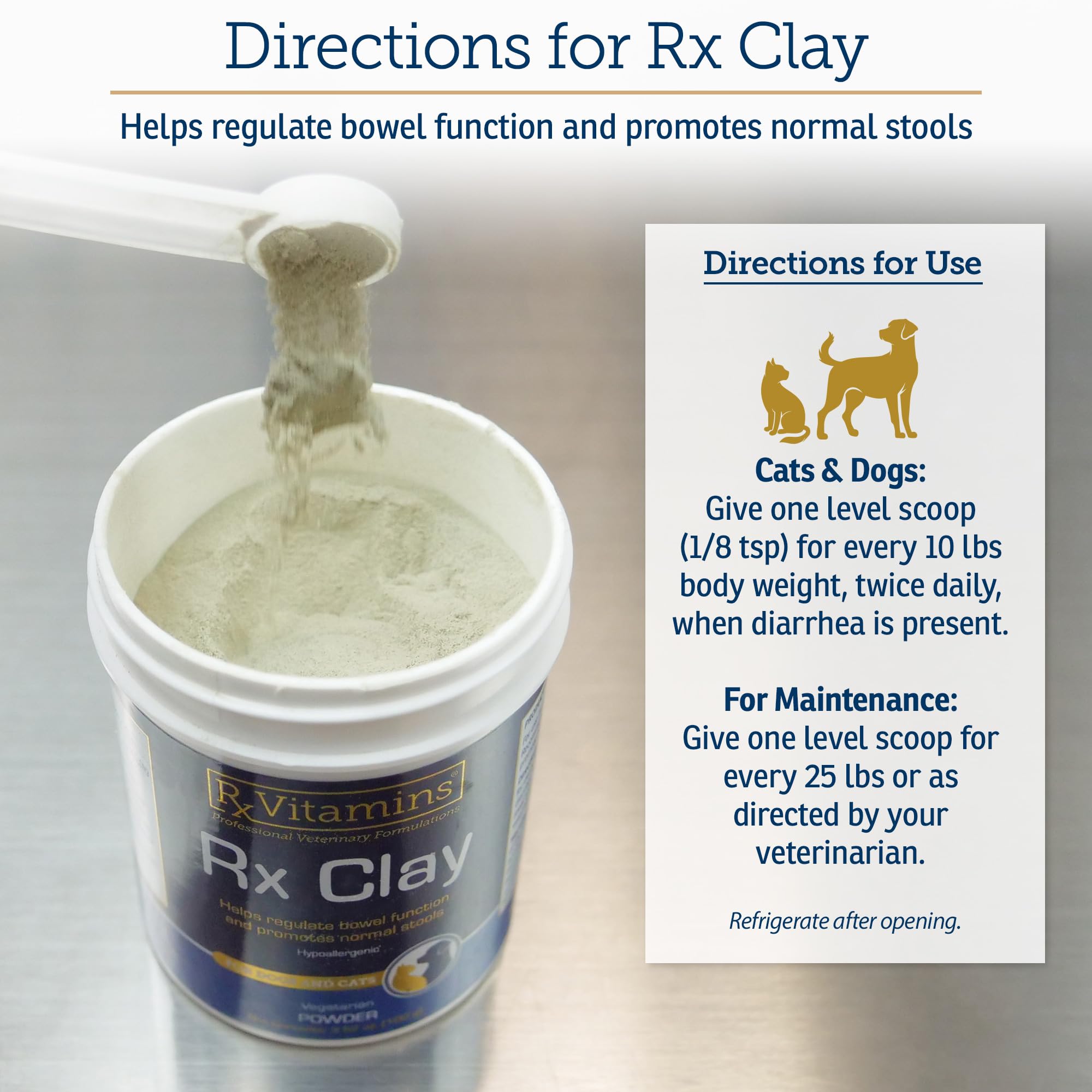 Rx Vitamins Rx Edible Clay Powder - Anti Diarrhea for Dogs & Cats and Promotes Gas Relief for Dogs - Aids in Cat Digestive Support and Dog Constipation Relief - 3.52 oz