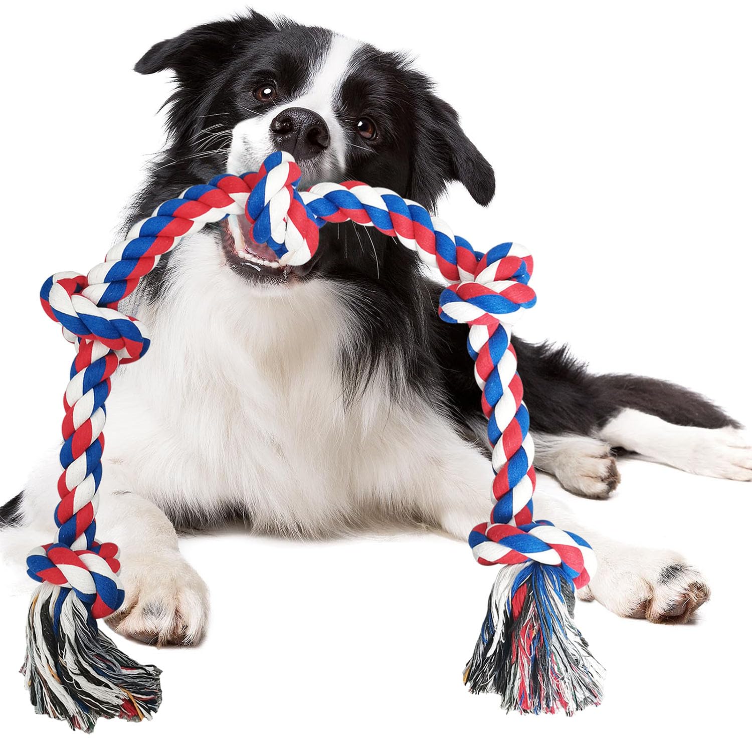 TUAHOO Dog Toys for Aggressive Chewers, Tough Rope Chew Toys for Medium Large Breed, 3 Feet 5 Knots Indestructible Rope Tug of War Dog Toy for Boredom, Teeth Cleaning