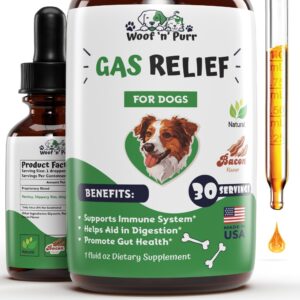 natural gas relief for dogs - dog gas relief - dog constipation relief - constipation relief for dogs - dog gas - dog constipation - dog gas aid - dog vitamins and supplements - 1 fl oz - bacon flavor