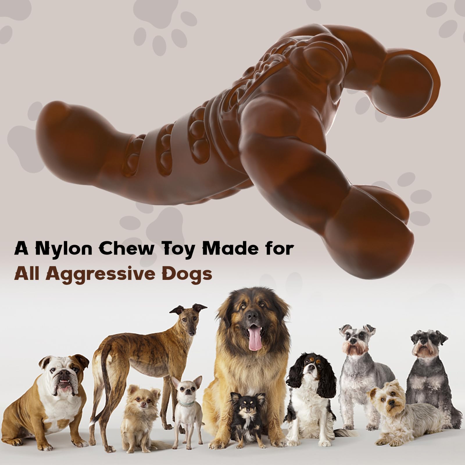 Dog-Chew-Toys-for-Aggressive-Chewers - Real Bacon Flavored, Indestructible Tough Dog Bone Chew Toy for Medium/Large Breed Dogs, Best Extreme Toys to Keep Them Busy