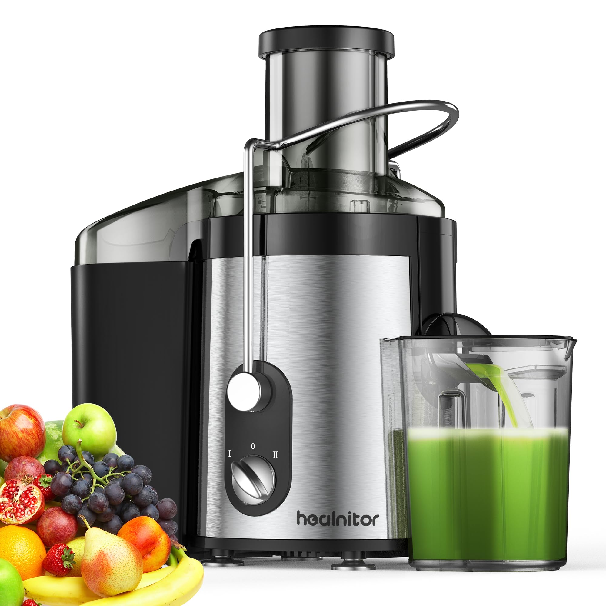 Healnitor 800W Centrifugal Juicer Machines Vegetable and Fruit with 3” Wide Chute, Juice Extractor with 2 Speeds, Easy to Clean, Anti-Drip, BPA Free