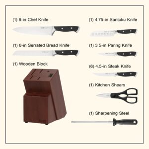 Chicago Cutlery Armitage (13-PC) Kitchen Knife Block Set with Steak Knives and Wooden Block, Black Ergonomic Handles and Sharp Stainless Steel Professional Chef Knife Set