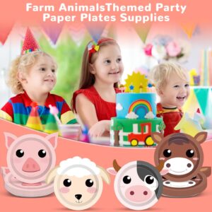 50 Count Farm Animals Party Paper Plates Farm Animal Shaped Disposable Plates Farm Birthday Plates Cake Animal Theme Party Plates for Birthday Baby Shower Farm House Fun Barnyard Animals Party Favors